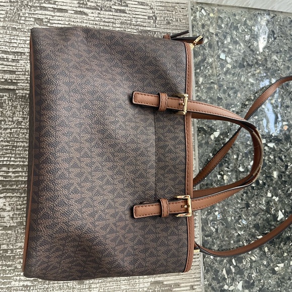Michael Kors Chocolate Monogram Satchel - Picture 4 of 10
